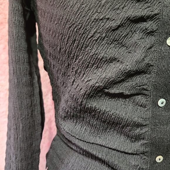 NEVER WORN Vera Moda size L black stretchy long-sleeved collared blouse - Picture 2 of 9